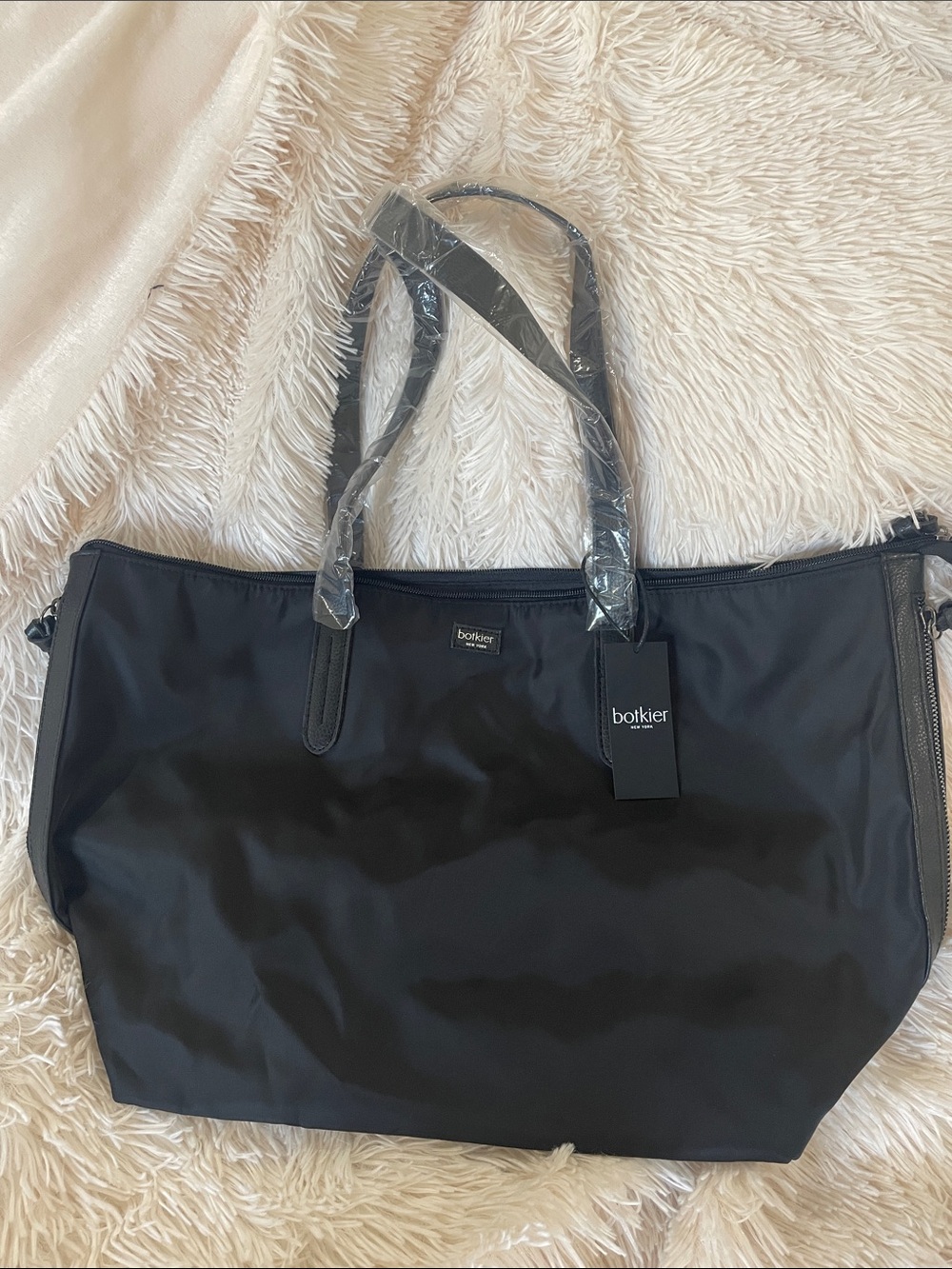 Botkier Black Nylon Tote with Leather Trim